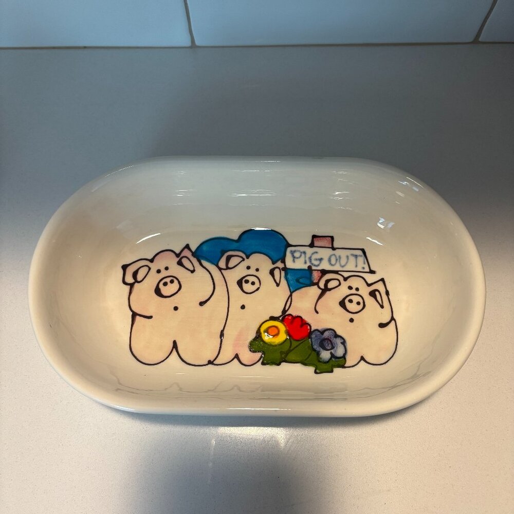 Vintage 1970's Ardencraft Pottery "Pig Out" Serving Dish